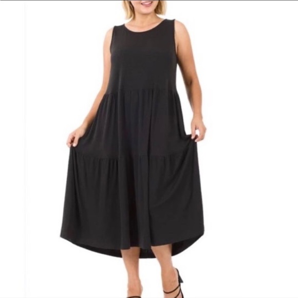 J.NNA Mesh Ruffle Tube Top Swing Dress